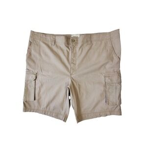True Nation Cargo Shorts Men's 48 Khaki Beige Cotton Spandex Big Tall